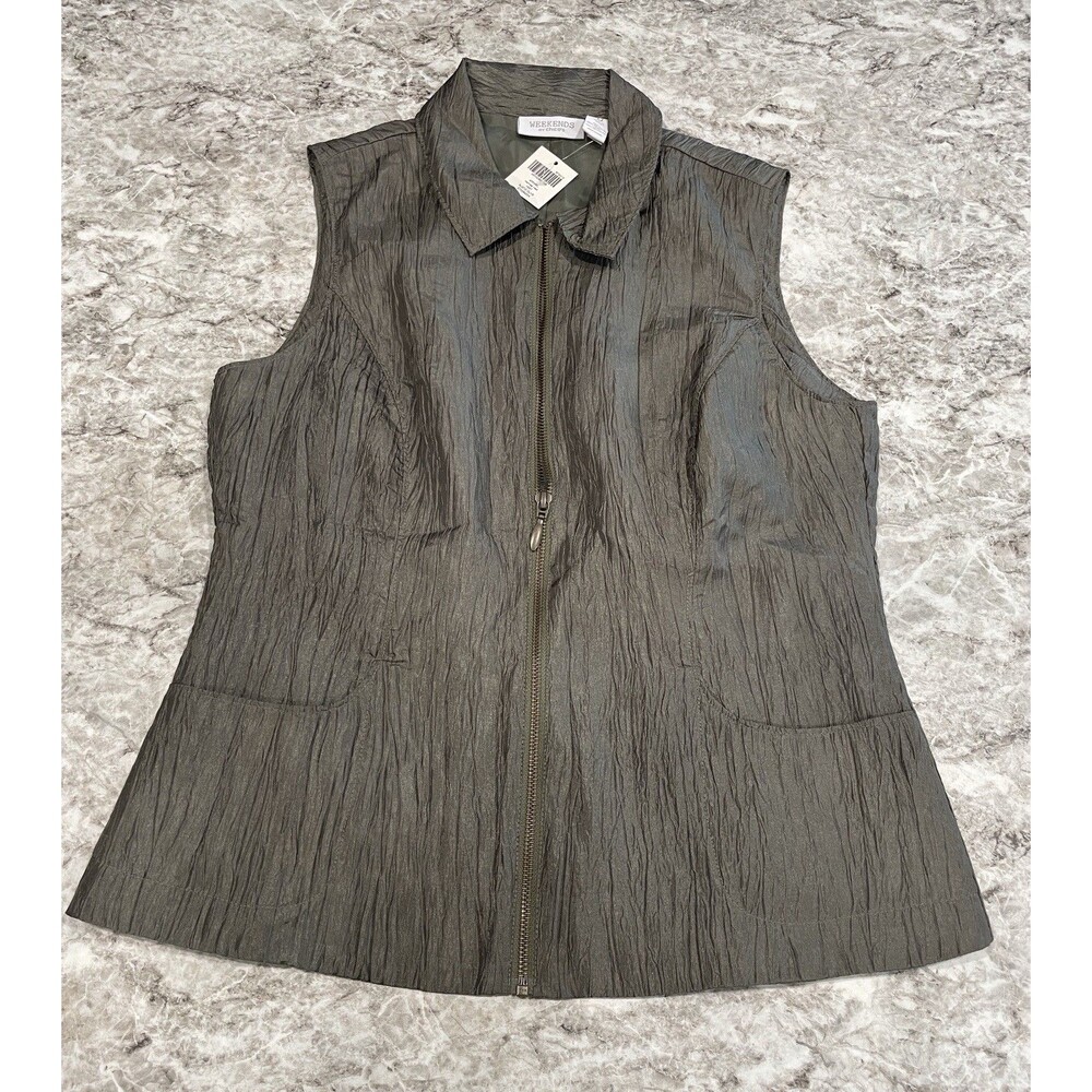 NWT Weekends by Chico's Hahnee Vest Womens Size 0  Rustic Olive Green